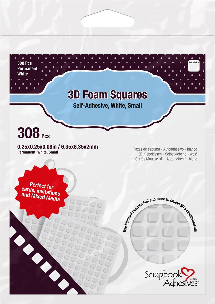 Scrapbook Adhesives 3D Self-Adhesive Foam Squares 308/Pkg-White, .25&#x22;X.25&#x22;